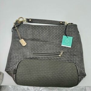 NWT Anna Morellini Dark Grey Leather Caroline Bag